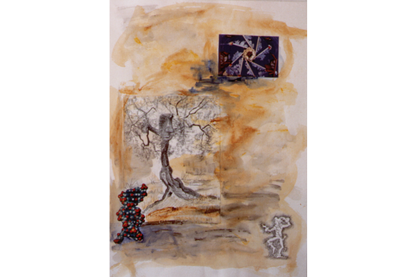 CALACEITE MAGICO IV<br>1994, 70x50cm<br>collage y acrílico s/papel