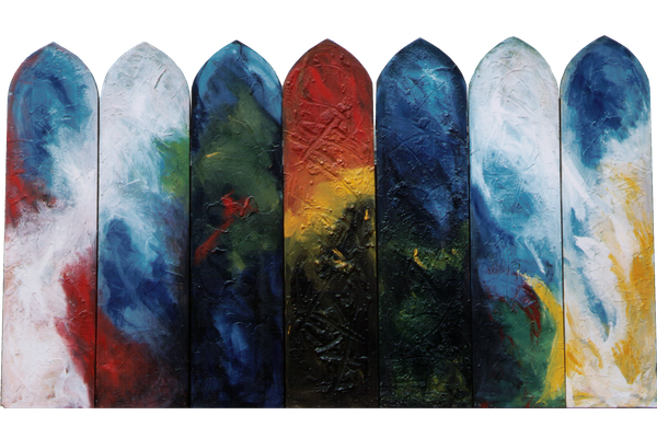 MATERIA Y LUZ<br>1989, 184x315cm<br>óleo s/madera