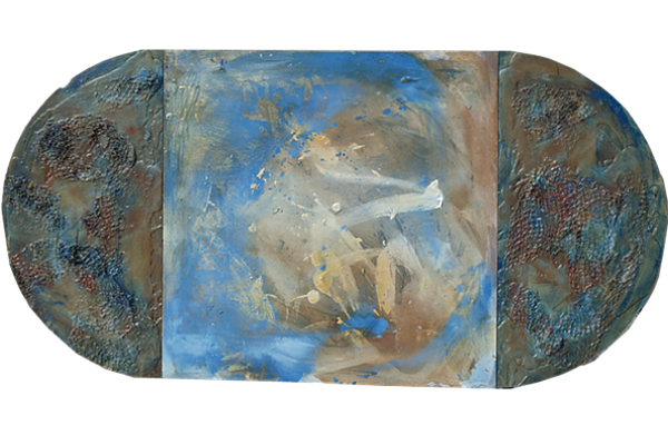 NEW MEXICO<br>1992, 80x142cm<br>óleo s/madera y tela transparente