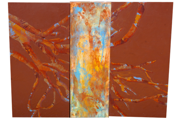 ONDAS DE LUZ 21<br>2020, 80x60cm<br>Óleo s/madera y tela transparente