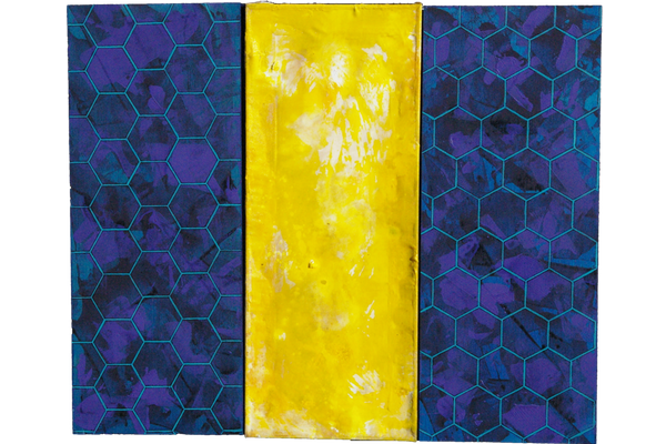 LIGHT WAVES 5<br>2013, 50x60cm<br>oil on Wood & transparent fabric