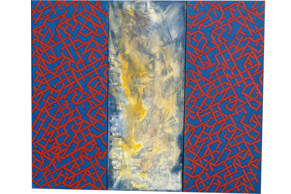 ONDAS DE LUZ 1<br>2013, 50x60cm<br>Óleo s/madera y tela transparente